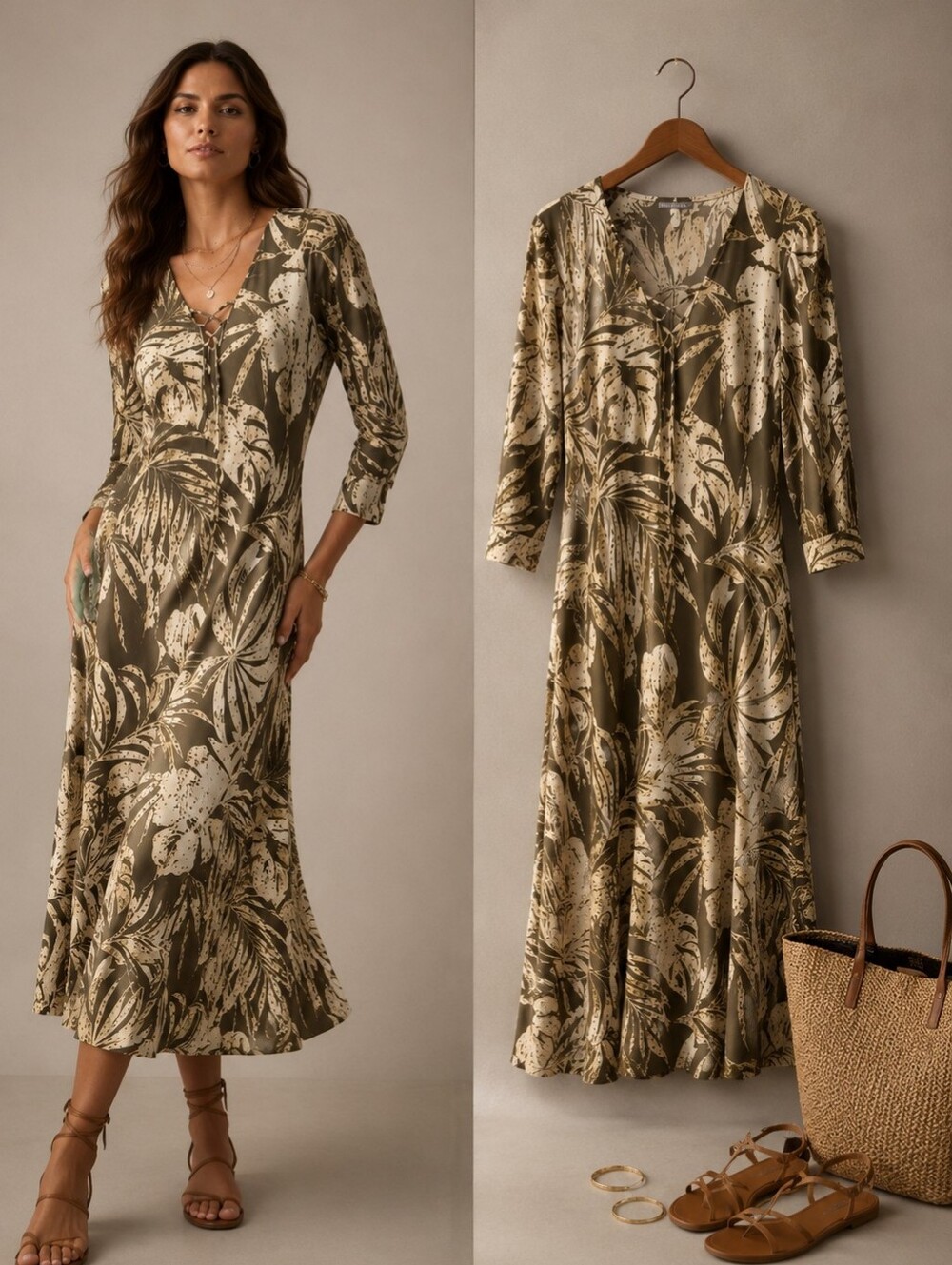 Lauren Ralph Lauren Cotton Modal Leaf Print Dress 4